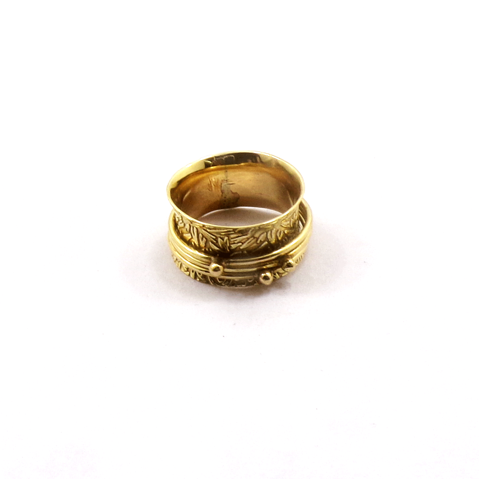Ring Size - 9 Brass Spinner Ring I - BSPR998 18K Gold Plated Brass Rava Design Spinner Challa Fashion Finger Ring